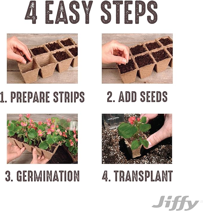 Jiffy Seed Starting Strips - Biodegradable, Plant Starter Pots, 10 Cell, 50 Strips - Peat