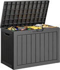 45 Gallon Outdoor Storage Box, Resin Deck Boxes Outdoor Waterproof For Patio Furniture, Garden Tools, Pool Supplies, Lockable And UV Resistant (Striped Black)
