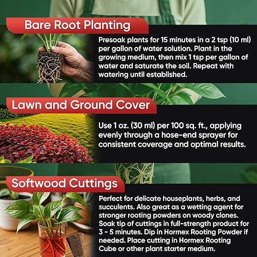 Hormex Rooting Hormone Concentrate with B1 – Root Growth Stimulator for Stronger, Thriving Plants - Prevents Transplant Shock - Hydroponics, Houseplants, Gardens, Trees, Fruits and Vegetables - 8oz