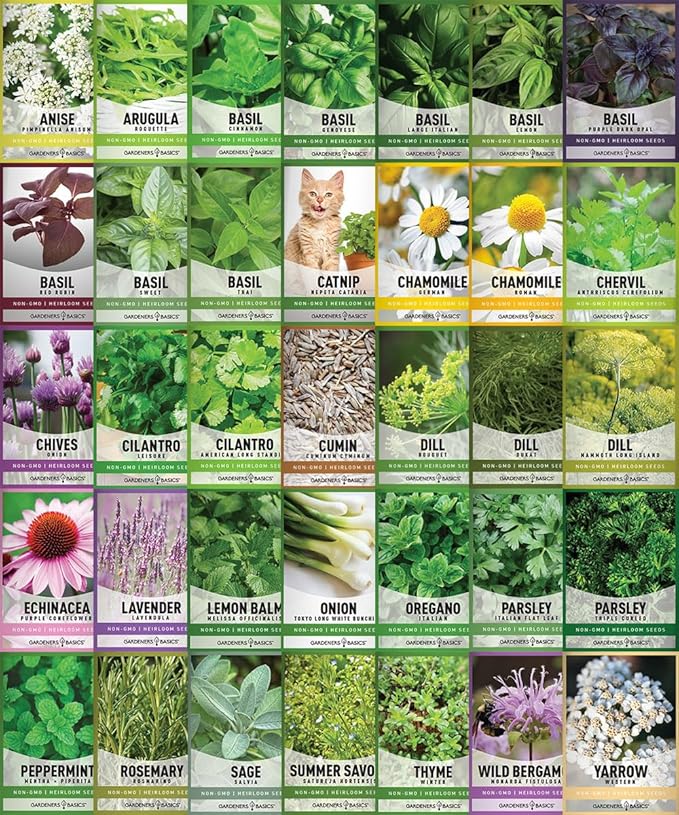 Gardening Gifts - 70 Variety Heirloom Seed Pack | 35 Herb Seeds + 35 Flower Seeds | Non-GMO, USA Grown, Pollinator Friendly | Perfect Garden Gift for Women, Men, Beginners & Plant Lovers
