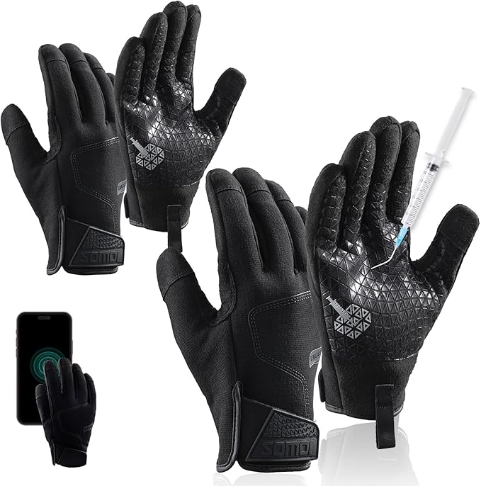 TAILI Level 3 Needle-resistant, Level 5 Puncture-resistant and A7 Cut-resistant Work Gloves, Grip Enhanced, Breathable, Touchscreen Gardening Gloves for Men, Black, Small (S), 2 Pairs