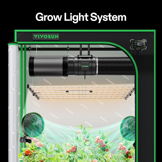 VIVOSUN GIY Smart Grow Tent Kit System 5x5 WiFi-Integrated Grow Tent Kit with Automate Ventilation Circulation, Clip Fans, Full-Spectrum LED Grow Light 645W, GrowHub E42A Controller
