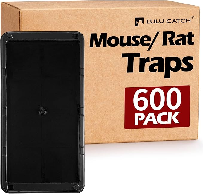 LULUCATCH Super Glue Traps 600 Pack for Mice & Snakes, Larger, Heavier Sticky Traps with Non-Toxic Glue. Sticky Mouse Traps Indoor, Easy to Set, Pet Safe Pest Control
