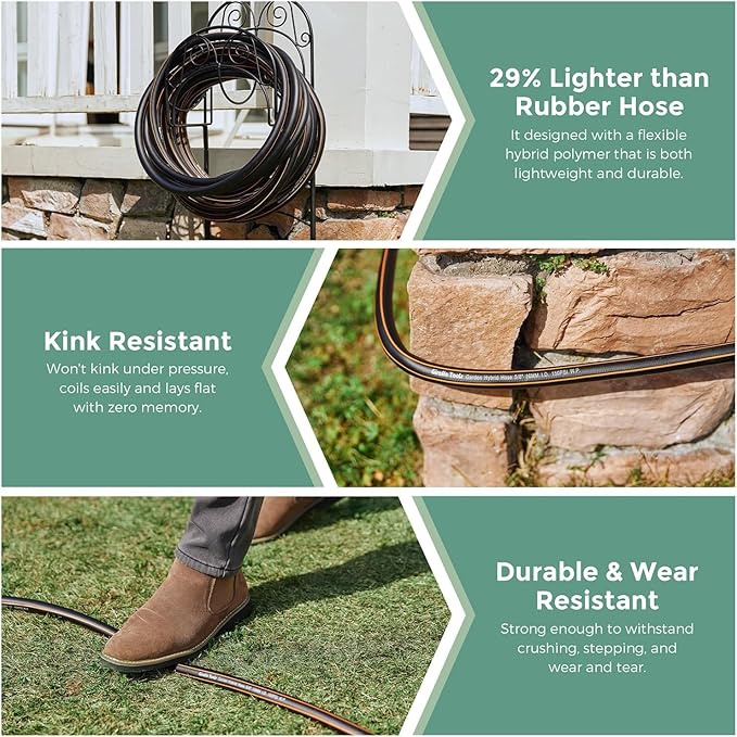 Giraffe Tools Garden Hose 5/8" Custom Length, No Kink, Flexible, Leakproof Water Hose, 600 Burst PSI, 4ft Double Female Fittings,Black Orange