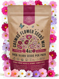 Cosmos Flower Seeds Pack 4 oz - 18,000 Non-GMO Heirloom Annual Seeds for Planting Indoor & Outdoor Gardening, Flower Seed for Garden in Resealable Packet, Floral Mix for Pollinators Perennial Mix