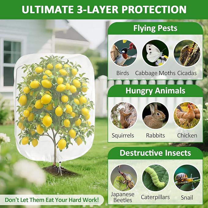 2 Pack Small Plant Covers 2.3x3.3 ft, Reusable Garden Netting for Vegetables, Mesh Barrier Protect Seedlings & Herbs from Birds, Bugs, Deer