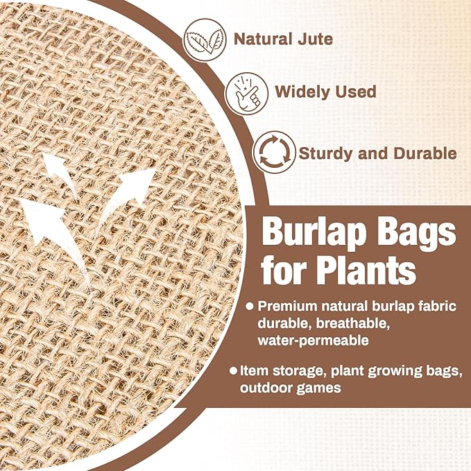 MAQIHAN 2 PCS Burlap Sack - 23.6" x 39" Burlap Bags for Plants High Density Natural Jute Bag of Potatoe Storage Plant Grow Bags with Rope Potato Sacks Race Bag Halloween,Christmas Decorations