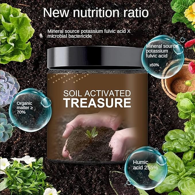 200g Soil Activated Treasure -You Will Be Amazed! Premium Soil Activated Essence Flower Fertilizer, Activators for Raised Garden Beds, Potting Mix, Lawns