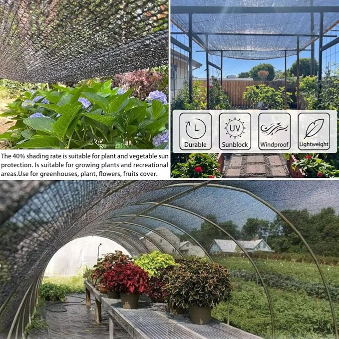 QLOFEI Shade Cloth for Patio, 40-50% Sunblock Mesh Tarp Shade Cloth with Grommets, Sun Protection Neting Cover for Garden Kennel Chicken Coop Pergola Greenhouse Plants, 30x30 FT