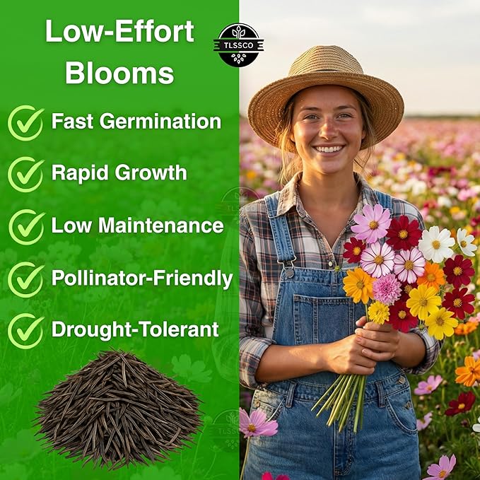 3045+ Crazy Blend Cosmos Seeds, Non-GMO Flower Seeds – 10+ Varieties of Cosmos – Bulk Cosmos Flowering Seed Mix