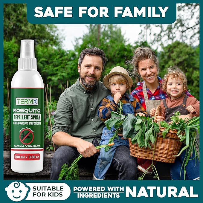 Natural Mosquito Repellent Spray TwinPack 6.75 oz DEET Free Insect Repellent Spray Lemon Eucalyptus Oil Scent for Mosquitoes Gnats Black Flies No-See-ums repelente de Mosquitos para ninos