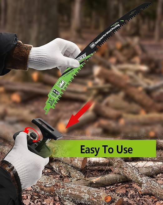 12-Inch Pruning Blades for Wood - Reciprocating Saw Blades Set, FACHLICH Arc Cutting Edge 6TPI Saw Blades for Tree Pruning, Wood Cutting(10 Pack)