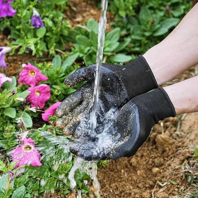 Pleneal Gardening Gloves for Women Men - 6/3 Pairs Garden Gloves with Grip, Latex Coated Working Glove, Medium Size
