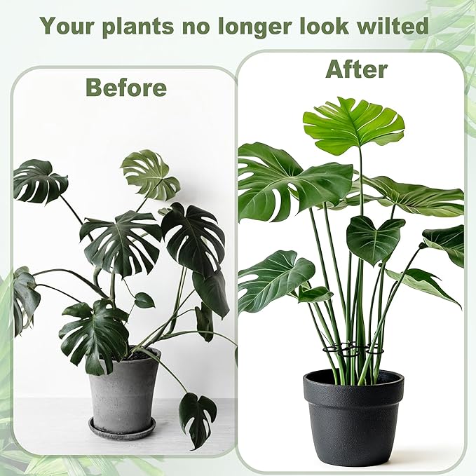 4PCS Metal Heart Stakes for Indoor Plants, 4.1 * 3.7 in Stackable Monstera Stem Support Hook for Growth, Stabilizer for Leaves & Adjustable Clamp Set Accessories for Climbing Plants (Heat)