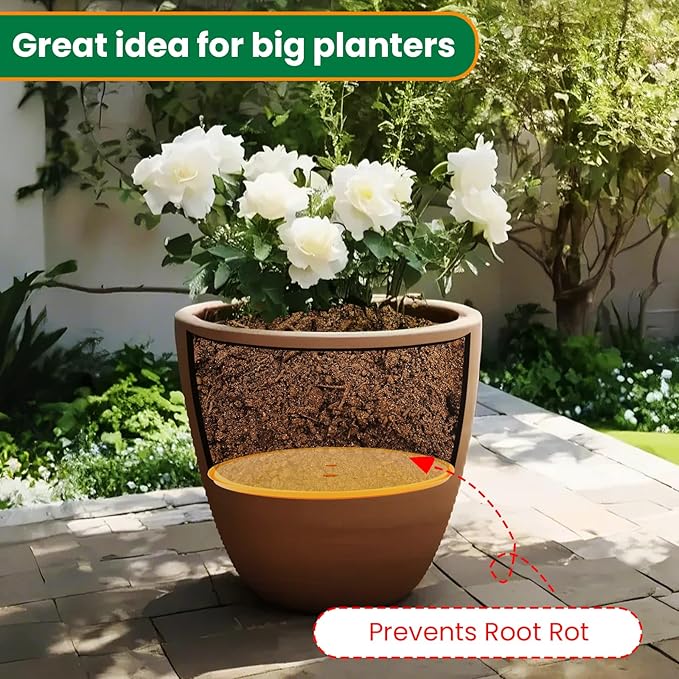 2-Pack Round Planter Insert - Plant Pot Insert with Drainage Holes, Use Less Potting Soil, Planter Accessories for Indoor & Outdoor Use (12 inch)