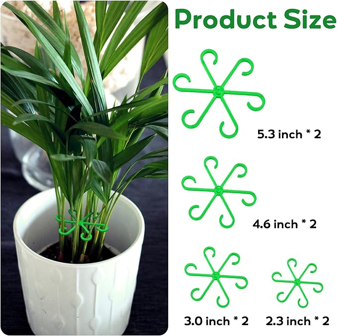 Plant Stem Support Set, 8Pcs 4 Sizes Plant Trellis Rings for Climbing Plants Indoor, Support Holder Ring for Different Growth Stages, Climbing Houseplant Trellis for Potted (Green)