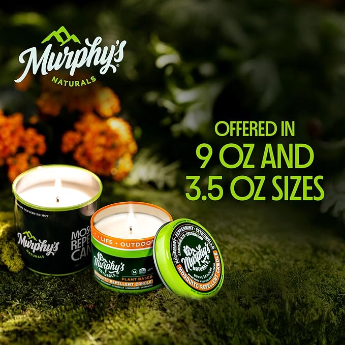 Murphy's Naturals Mosquito Bug Repellent Candles for Outdoor Patio, Citronella & Essential Oils, Soy/Beeswax Blend, 30-Hour Burn Time, 9 oz, 6-Pack