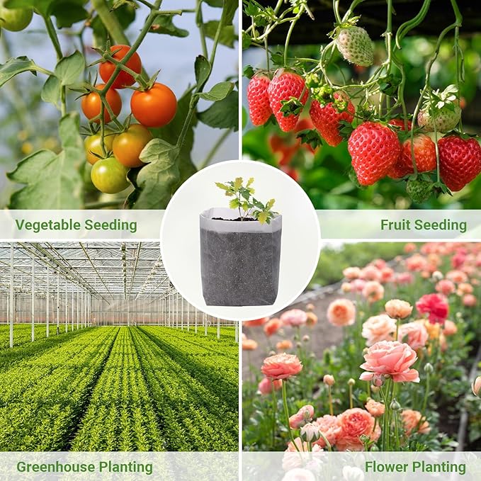 GREANER 12.6"x13.4" Seedling Bags, 25Pcs Nursery Growing Bags for Growing Vegetables, Fabric Pots for Seed Planting Succulents Vegetable Flower Potato Tomato