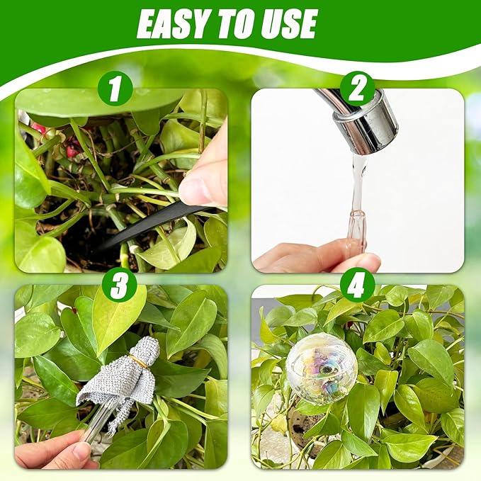 Pynqdfu 4 Pcs Large Plant Watering Globes,Self Watering Planter Insert Plant Accessories,Rainbow Gradient Glass Watering Devices for Vacation,Travel,Indoor,Outdoor,Home,Garden,10.6" L×3.15" D