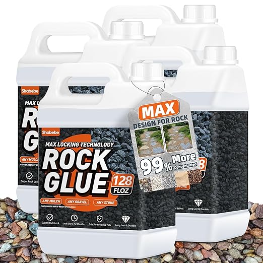 Rock Glue,4 Gallon 99% Stronger Bond Gravel Binder for Pea Gravel, Pebble&Stone-Stop Shifting, Reduce Mess, Strong Hold for Yards, Patios, Garden Walkways, Pet Safe Mulch Bond for Landscaping