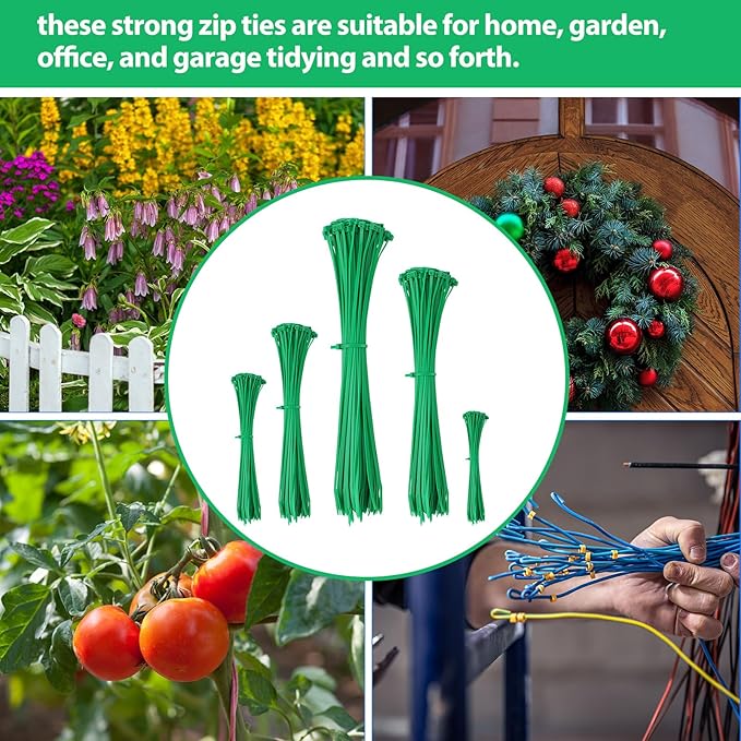 Shappy 50 Pcs Zip Ties Heavy Duty Strong Large Cable Wire Ties Zip Industrial Sturdy Wire, Awnings Tying Branches Bundling of Crops Fixed Water Pipes(24 Inch,Green)