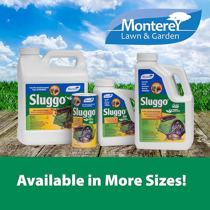 Monterey Sluggo Snail & Slug Killer Bundled with Measuring Spoon - OMRI Listed for Organic Gardening - Wildlife and Pet Friendly - 2.5 lb jug