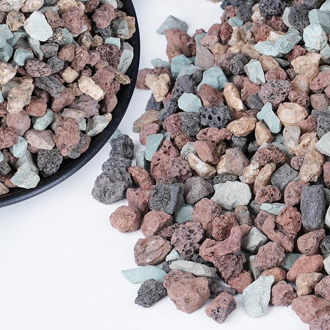 12lbs Mix Horticultural Lava Rocks for Plants, 3/8 Inch Potting Soil Amendment for Succulents, Cacti, Bonsai, Decorative Gravel Plant Drainage Volcanic for Terrarium, Top Dressing