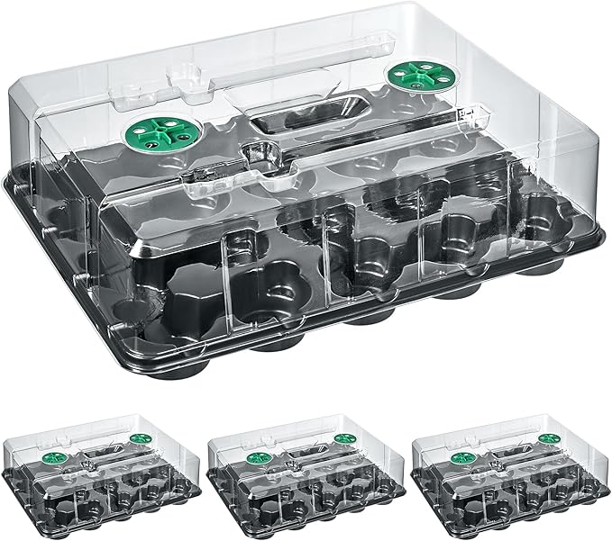 homenote 3 Inch Seed Starting Trays with Humidity Domes for Plants, 4 Pack 20-Cell Seedling Starter Trays, Plant Starter Germination Trays for Pots Seedlings for Indoor Outdoor, Fits 3" Nursery Pots