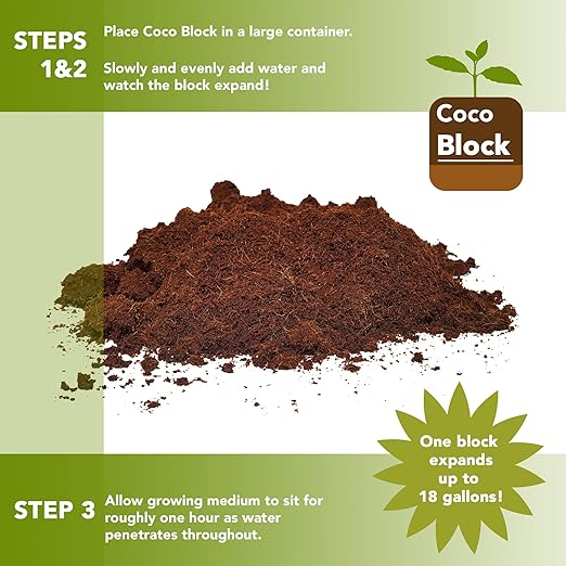 Home and Country Coconut Fiber Compressed Coco Coir Brick. Coco Coir is Great to use as a Compost Starter for Your Home Garden. Coco Coir Bricks Provide Organic Alternative to Peat Moss for Plants.10