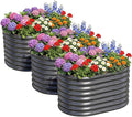 AHEONLAR 3PCS 3x2x2ft Galvanized Raised Garden Beds Outdoor, Oval Raised Beds for Gardening Metal Planter Boxes for Planting Vegetables, Fruit, Herb, Gray