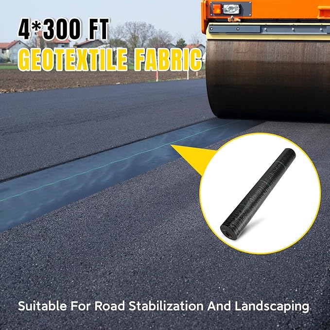 4FT x 300FT Weed Barrier Fabric Heavy Duty, 5.8oz Landscaping Fabric Woven Landscape Ground Cover for Gardens & Lawns