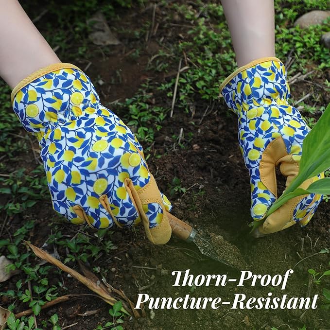 Tavaleu Gardening Gloves for Women, Thorn Proof Puncture Resistant Leather Garden Gloves, Breathable Working Gloves
