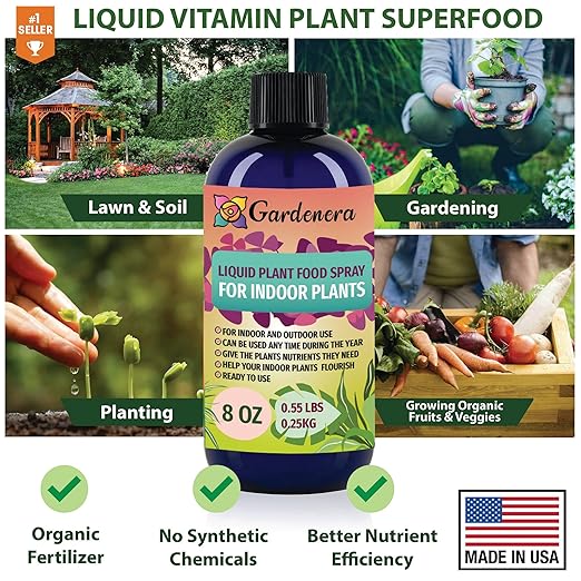 Gardenera Professional Palm Tree Superfood Spray Mist for Home Gardening | Micro-Fungi Enriched Fertilizer Mist for Healthy Leaves & Growth | 18 Essential Vitamins & Minerals for Palm Trees - 8oz