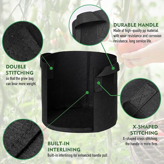 WEIFENG 100 Gallon Grow Bag, Ultra Heavy Duty Fabric Pot with Handles for Giant Trees, Commercial Gardening - Massive Root Zone