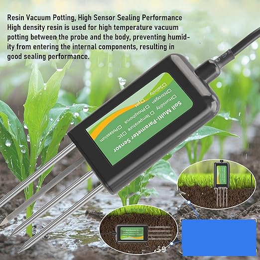 8 in 1 Soil Tester, IP68 Soil Meter for NPK, pH, Light, Temperature, 316L Stainless Steel Probe, Digital Soil Test Kit for Garden, Farm, Lawn, Greenhouse Plants