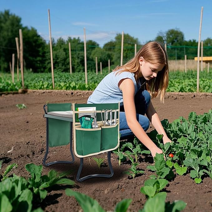 YBB 2 Pack Garden Pouches for Kneeler, Portable Tool Storage Bags Oxford Multiple Storage Pockets Organizer for Outdoor Gardening Kneeling Stool