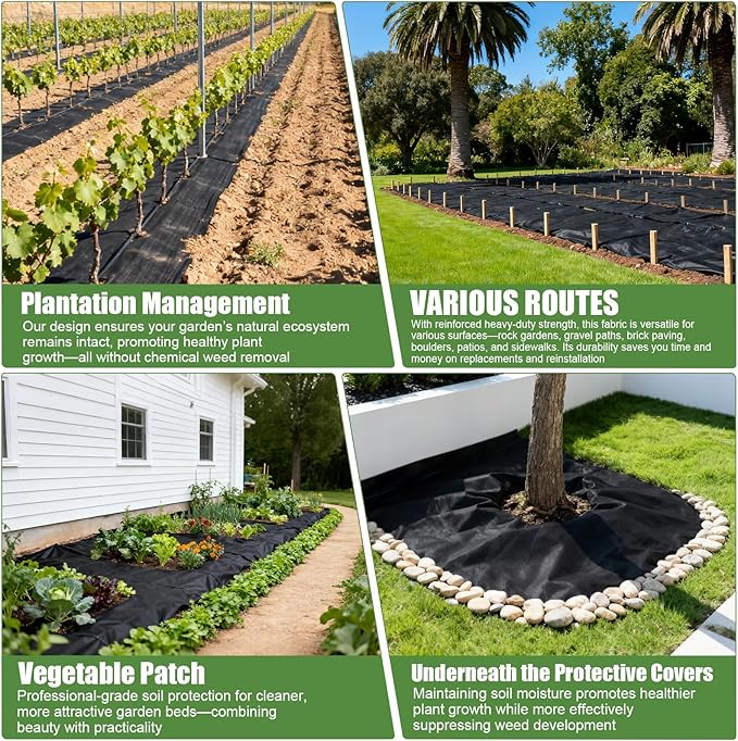 4oz Non-Woven Geotextile Weed Barrier Fabric, 4FTx100FT Heavy Duty Durable Landscape Fabric for Gardening, Landscaping, Erosion Control, French Drains, Ground Cover, Construction Projects (WN4X100)