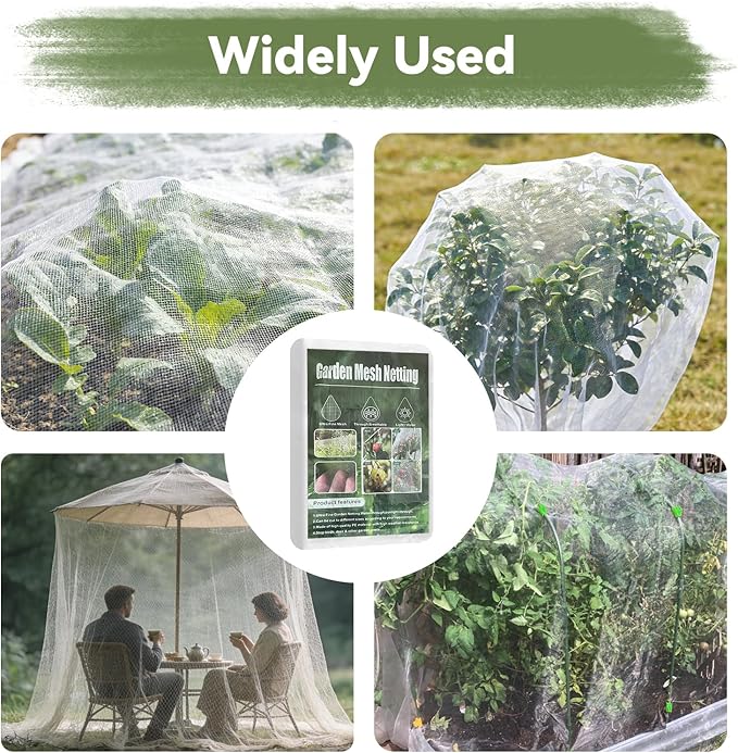 Garden Mesh Netting, 10 * 50 FT Ultra Fine Plant Netting Covers Pest Barrier Row Cover Net for Raised Beds Tree Protect Greenhouse Fruit Vegetable Flowers from Birds Bugs