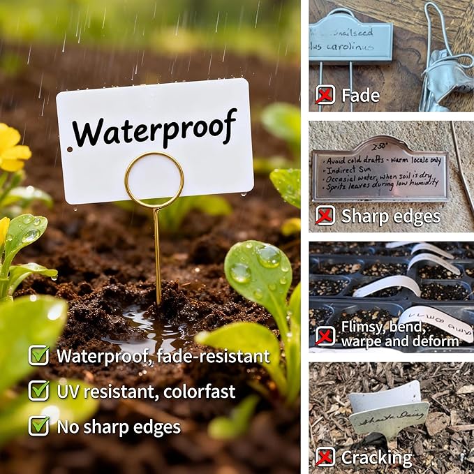 Plant Labels Kit, 20 PCS 12'' Copper Plant Tags Stakes with 40 PCS 1.97'' x 3.54'' Reusable Garden Labels Outdoor Waterproof Plus Marker Pen