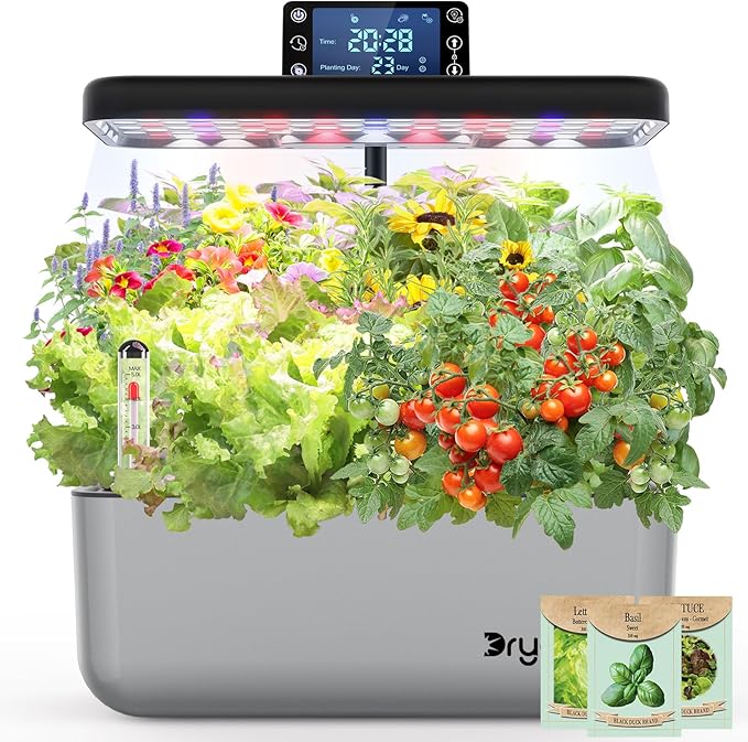 Hydroponics Growing System Kit with Seeds: 12 Pods Indoor Herb Garden Kit with LED Grow Light Plant Germination Kit Aeroponic Healthy Fresh Herbs Vegetables Hydroponic Planter for Home Kitchen Office