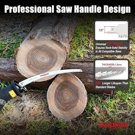 ANGELSWORD 15 Inch Arc Edge Reciprocating Saw Blade, 6TPI Wood Pruning Saw Blades for Tree Trimming, Wood Cutting, 3 Pack