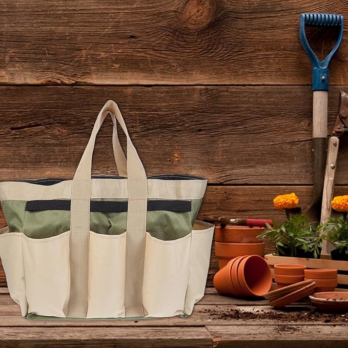 Alipis Garden Tool Container and Portable Oxford Cloth Garden Tote Bag with Multi-pocket Storage for Outdoor Gardening Tools Organizer