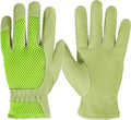 KONGOUARD Women Leather Gardening Gloves, 3D Mesh Breathable Weeding Gloves for Yard Work