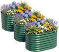 AHEONLAR 3Pack 3x2x2ft Galvanized Raised Garden Beds Outdoor, Oval Raised Beds for Gardening Metal Planter Boxes for Planting Vegetables, Fruit, Herb, Green