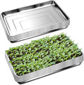 10 Pack Large Stainless Steel Seedling Trays, Heavy Duty Metal Water Catch Trays for Nursery Pots Transplant, Seed Germination & Propagation Flats (17.5 inch×13.56 inch, 1.18" Height)