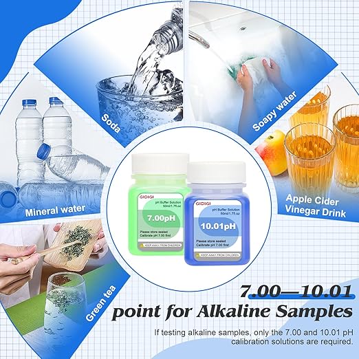 Calibration Buffer Solution kit 4/7/10 and 1413µS/cm, TDS/EC Standard Solution for Calibrating pH Meter TDS Tester EC Salinity Multifunction Meter, Suitable for Hydroponics, Aquaponics, Lab