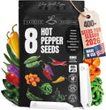 8 Hot Pepper Seeds Variety Pack – Mixed Heat Garden Collection, Anaheim, Cayenne, Habanero, Hungarian Hot Wax, Jalapeño, Poblano, Serrano & Firecracker, Non-GMO Heirloom for Indoor & Outdoor Growing