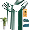 TCBWFY 10 Pack Garden Supports for Plants Metal 10" Wide x 24" High Interlock Half Round Garden Plant Support Ring Border Support Plant Support Ring Cage for Rose Flowers Vine Tomato