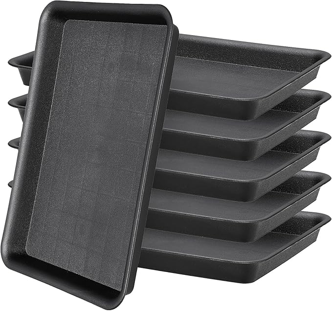 GREANER Black 13 Inch Plant Saucer, Heavy Duty Rectangular Plant Tray, Plastic Pebble Tray for Plant Humidity, Pot Saucers for Indoor Outdoor Use(Black)