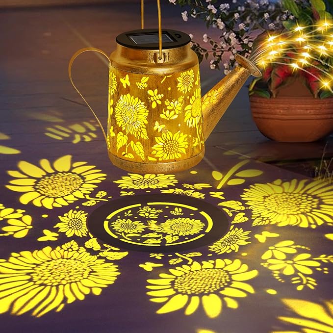 ostritec Mothers Day Gifts, Solar Lanterns Garden Decor Sunflower Lights, Large Hanging Lantern with Shepherd Hook, Waterproof Outdoor Decor for Landscape Pathway Yard, Gifts for Mom Women